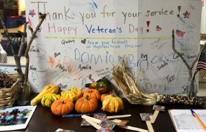Thank you display for Veterans Day created by our students.